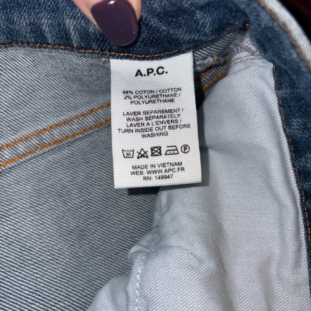 A.P.C. Petit Standard Slim Straight Jeans Women’s 10 (Men’s 29) Medium Wash - Picture 5 of 5